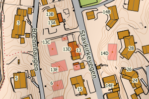 Kartbilde fra WMS-tjeneste av avviket