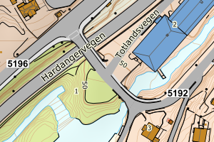 Kartbilde fra WMS-tjeneste av avviket