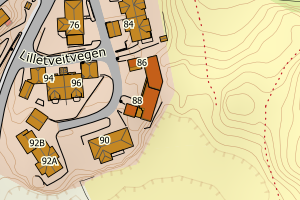 Kartbilde fra WMS-tjeneste av avviket
