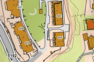 Kartbilde fra WMS-tjeneste av avviket