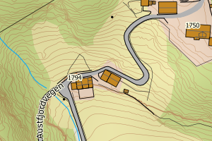 Kartbilde fra WMS-tjeneste av avviket