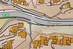 Kartbilde fra WMS-tjeneste av avviket