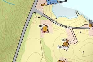 Kartbilde fra WMS-tjeneste av avviket