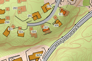 Kartbilde fra WMS-tjeneste av avviket