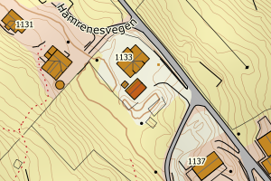 Kartbilde fra WMS-tjeneste av avviket