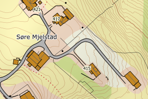 Kartbilde fra WMS-tjeneste av avviket