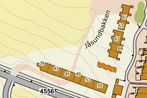 Kartbilde fra WMS-tjeneste av avviket