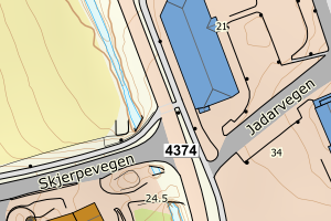 Kartbilde fra WMS-tjeneste av avviket