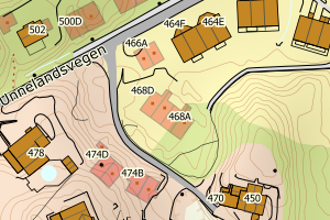 Kartbilde fra WMS-tjeneste av avviket