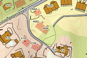 Kartbilde fra WMS-tjeneste av avviket