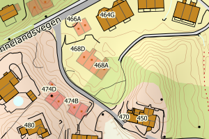 Kartbilde fra WMS-tjeneste av avviket