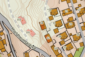 Kartbilde fra WMS-tjeneste av avviket