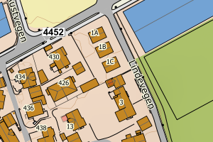 Kartbilde fra WMS-tjeneste av avviket