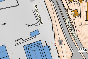 Kartbilde fra WMS-tjeneste av avviket