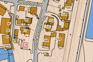 Kartbilde fra WMS-tjeneste av avviket