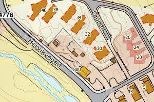 Kartbilde fra WMS-tjeneste av avviket