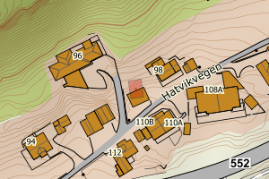 Kartbilde fra WMS-tjeneste av avviket