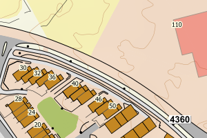 Kartbilde fra WMS-tjeneste av avviket
