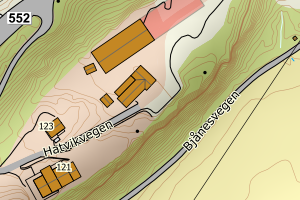 Kartbilde fra WMS-tjeneste av avviket