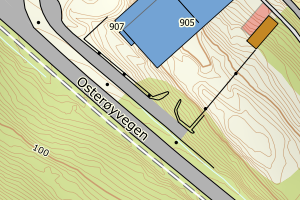 Kartbilde fra WMS-tjeneste av avviket