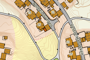 Kartbilde fra WMS-tjeneste av avviket