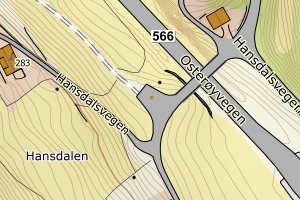 Kartbilde fra WMS-tjeneste av avviket