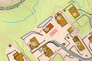 Kartbilde fra WMS-tjeneste av avviket