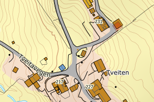 Kartbilde fra WMS-tjeneste av avviket