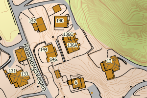 Kartbilde fra WMS-tjeneste av avviket