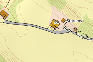 Kartbilde fra WMS-tjeneste av avviket