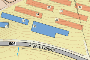 Kartbilde fra WMS-tjeneste av avviket