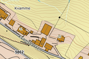 Kartbilde fra WMS-tjeneste av avviket