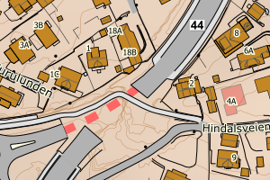 Kartbilde fra WMS-tjeneste av avviket