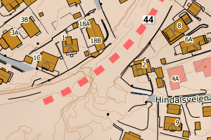 Kartbilde fra WMS-tjeneste av avviket