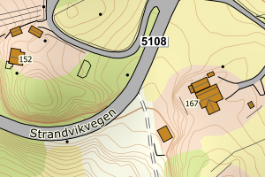 Kartbilde fra WMS-tjeneste av avviket