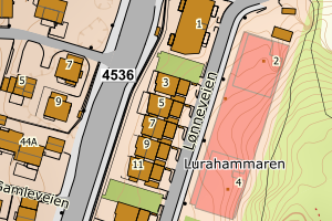 Kartbilde fra WMS-tjeneste av avviket