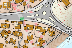 Kartbilde fra WMS-tjeneste av avviket