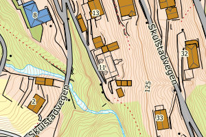 Kartbilde fra WMS-tjeneste av avviket