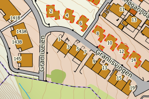 Kartbilde fra WMS-tjeneste av avviket