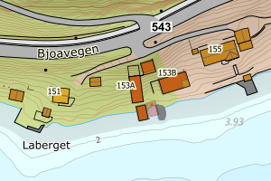 Kartbilde fra WMS-tjeneste av avviket