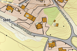 Kartbilde fra WMS-tjeneste av avviket