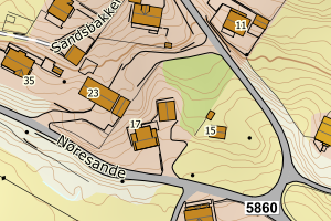 Kartbilde fra WMS-tjeneste av avviket