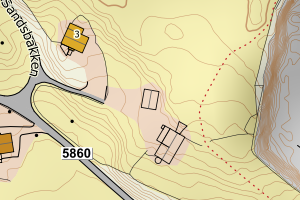 Kartbilde fra WMS-tjeneste av avviket