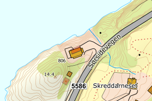 Kartbilde fra WMS-tjeneste av avviket