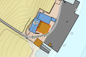 Kartbilde fra WMS-tjeneste av avviket