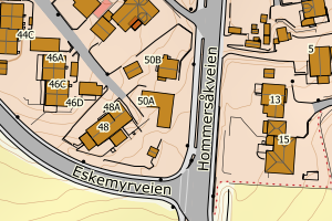 Kartbilde fra WMS-tjeneste av avviket