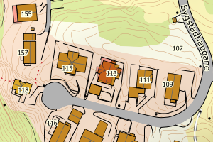 Kartbilde fra WMS-tjeneste av avviket