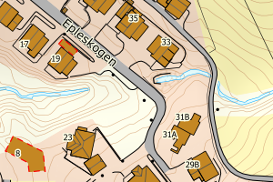 Kartbilde fra WMS-tjeneste av avviket