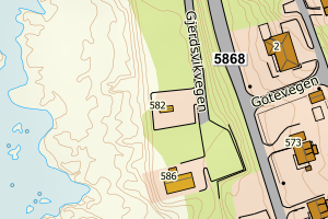 Kartbilde fra WMS-tjeneste av avviket