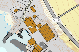 Kartbilde fra WMS-tjeneste av avviket